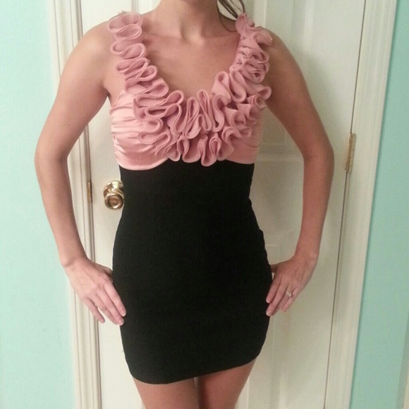 Pale pink and black party dress size small - Picture 1 of 2