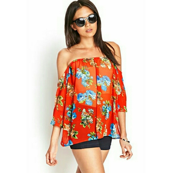 Off-The-Shoulder Floral Blouse