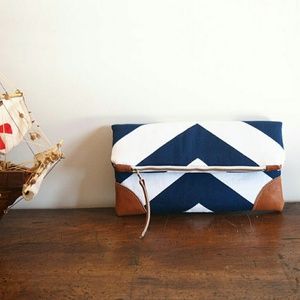 ***SOLD OUT***Handmade Navy & White Clutch Handbag