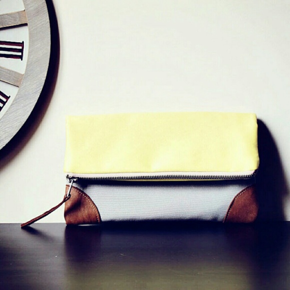 Handmade Yellow & Gray Clutch Handbag