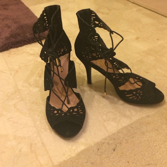 Black lace up heels