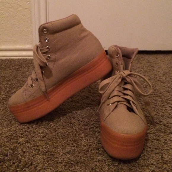 Jeffrey Campbell tan platform sneakers