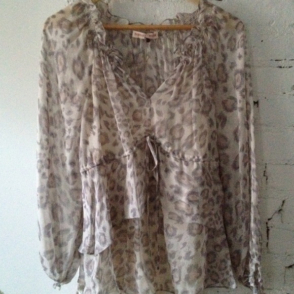 Rebecca Taylor Sheer Snow Leopard Blouse