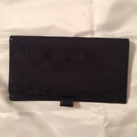 Authentic COACH check book cover. Black.