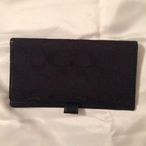 Authentic COACH check book cover. Black.