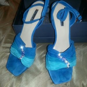 Suede Turquoise/multi blue-green shoes! Size 10