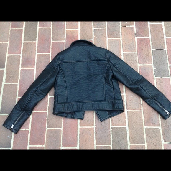 SOLD NWT Size 4 Topshop Black Leather Moto Jacket - Picture 4 of 4