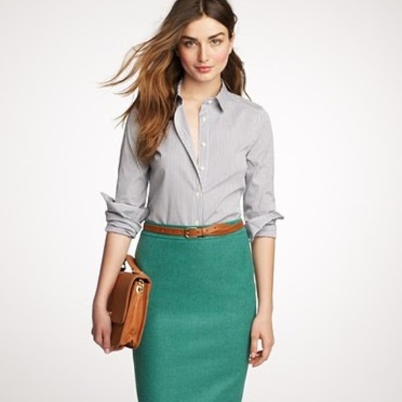 J.Crew No. 2 Pencil Skirt, Teal, Wool