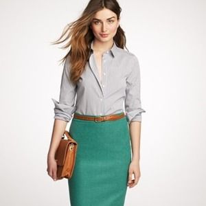 J.Crew No. 2 Pencil Skirt, Teal, Wool
