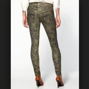 7 for all Mankind Skinny Jeans Gold Floral Print