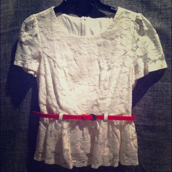 White Lace Peplum Top