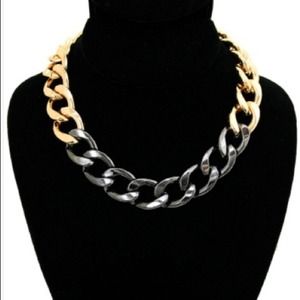 Two Tone Metal Link Chain Necklace