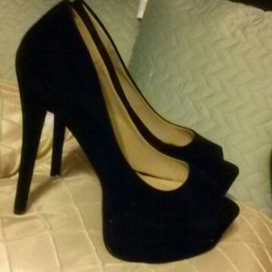 Black open toe heels