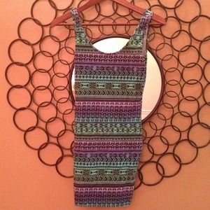 Colorful tribal print bodycon dress.