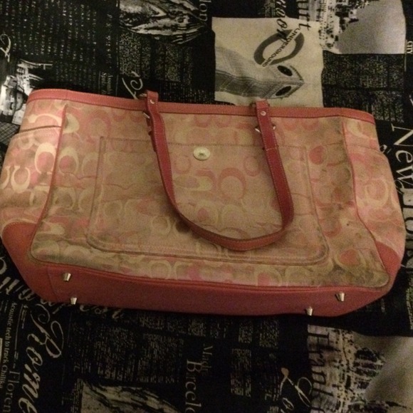 Pink coach diaper bag !!