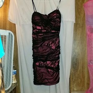 Black and Pink Dress Silky