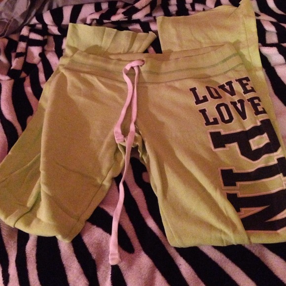 PINK Victoria's Secret Pants - Lime green vs pink sweat pants