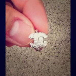 Double C rhinestone silver earrings