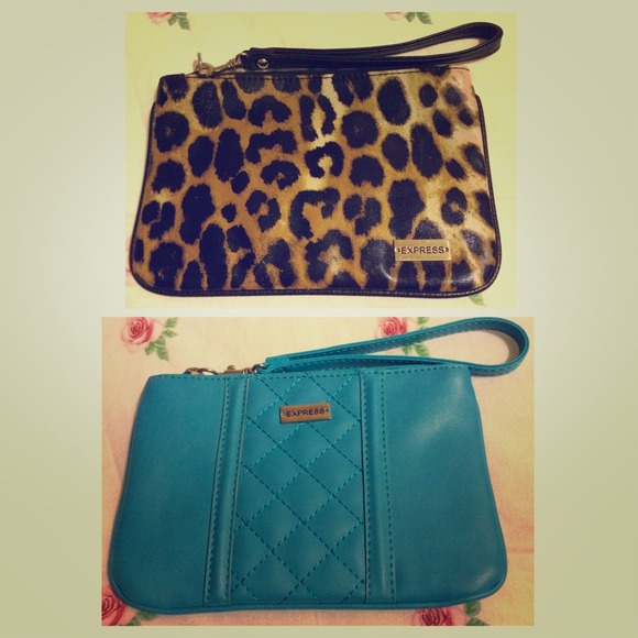 Small Express Clutches in Leopard and Yummy Blue