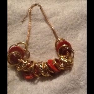 Coral and gold fashion necklace