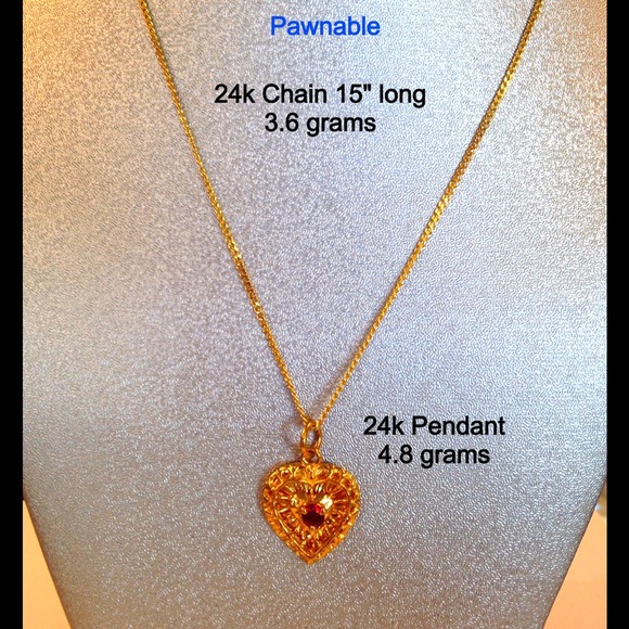 Pawnable 24karat Solid Gold Necklace w/Pendant. - Picture 4 of 4