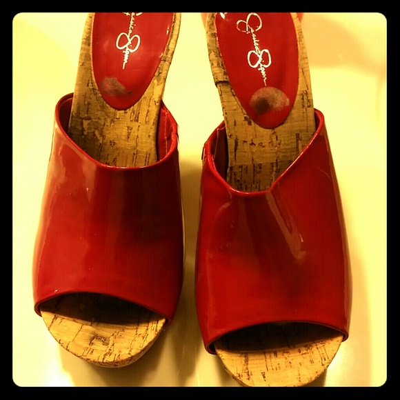 Jessica Simpson red wedge shoes, worn once