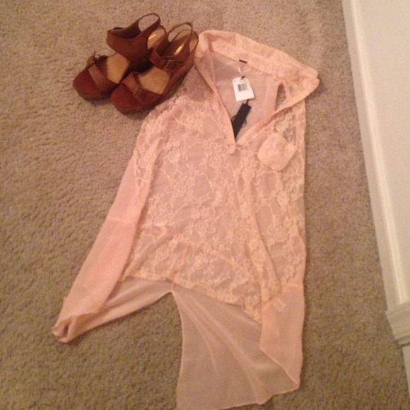 Peach high low shirt