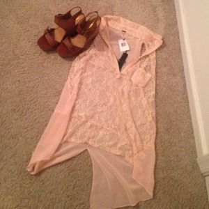 Peach high low shirt