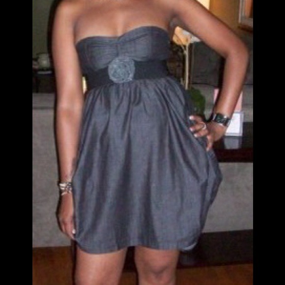 Denim Strapless Dress with Belt!