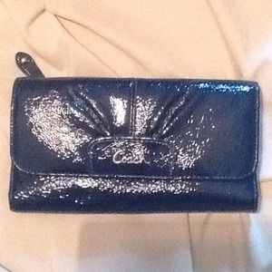 Blue coach trifold wallet