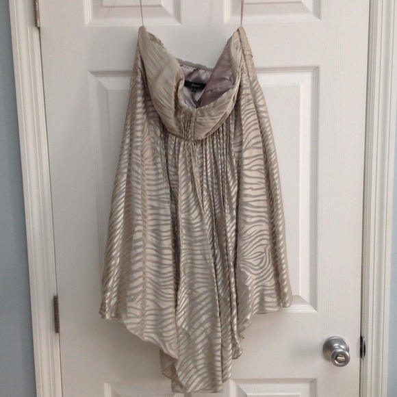 Express silver strapless dress