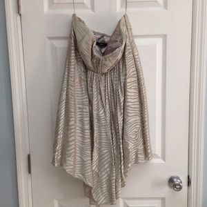Express silver strapless dress