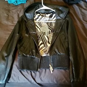 Red by marc erco hooded leather jacket
