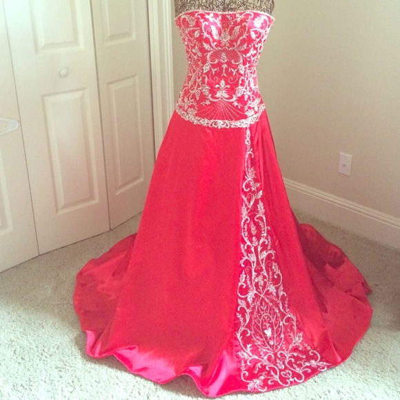 Red fusion gown.