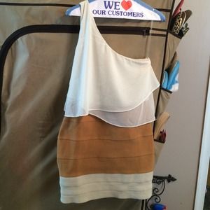 WOW Couture cream bandage one shouldered dress