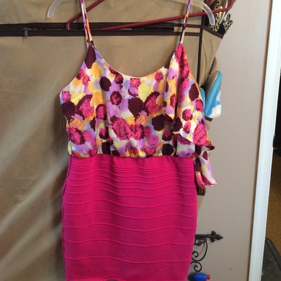 WOW Couture Floral Ruffle Front Bodycon Dress