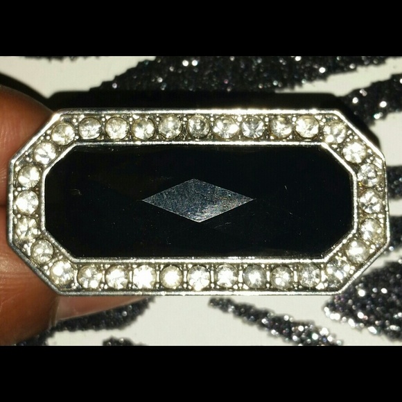 2 Finger Black and Silver Ring - Picture 1 of 3