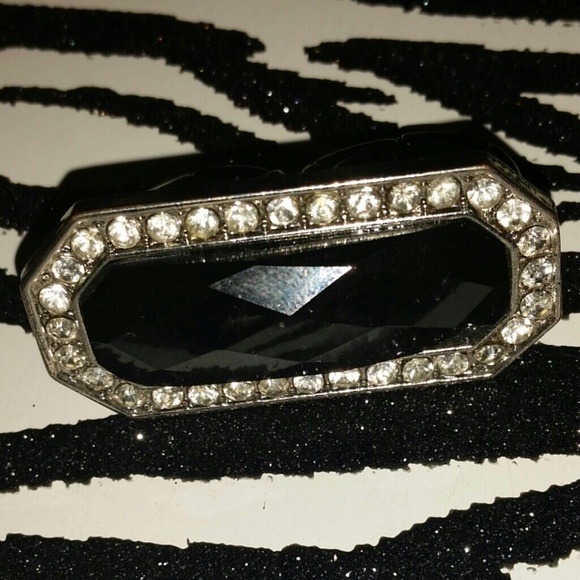 2 Finger Black and Silver Ring - Picture 2 of 3