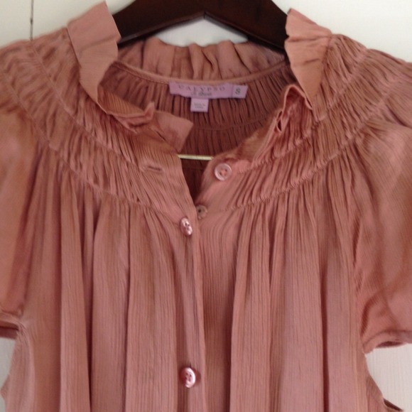 Dust pink silk top.