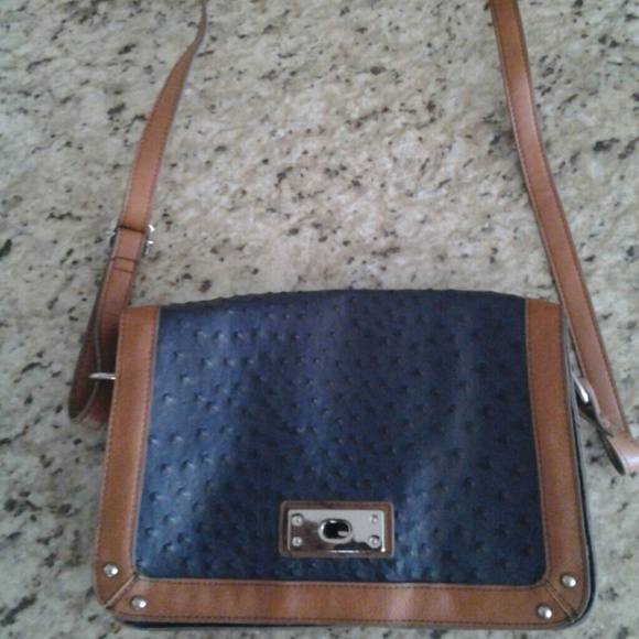 Navy and brown Merona crossbody handbag