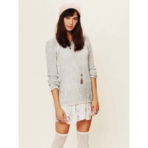 Free People Ivory Metallic Pullover