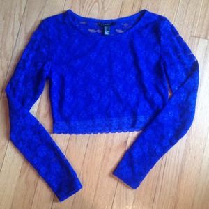 Blue lace top..crop top