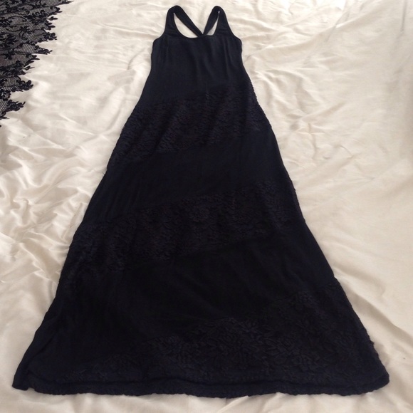 SOLD! Black maxi dress with lace - Picture 2 of 3