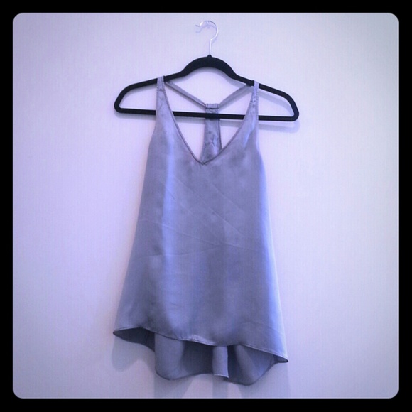 Silver silk racer back tank