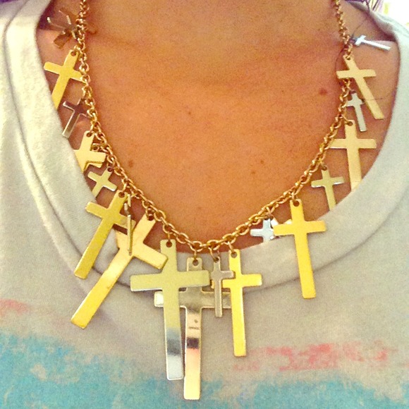 Silver & gold cross necklace