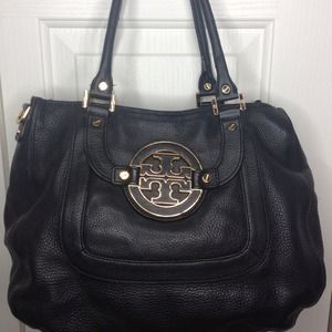 Tory Burch Amanda Hobo Black Leather Purse
