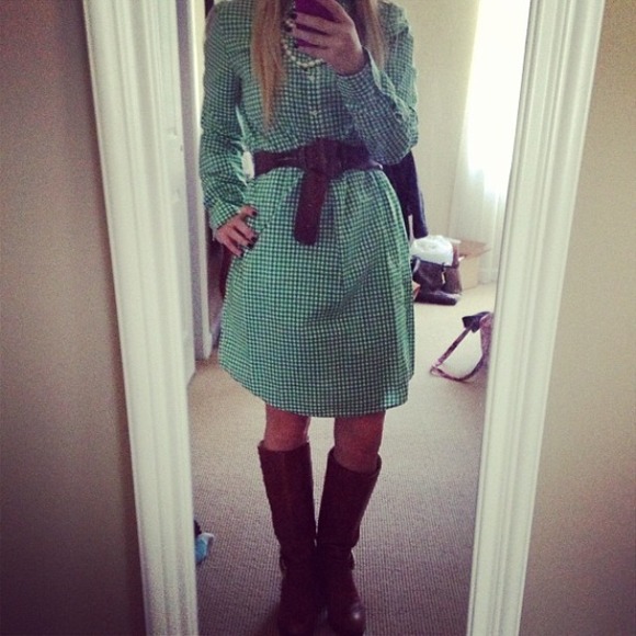 GAP Dresses - Green gingham shirt dress GAP Dresses - Green gingham shirt dress