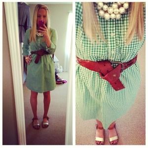 GAP Dresses - Green gingham shirt dress GAP Dresses - Green gingham shirt dress