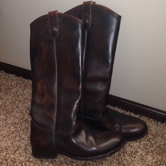Frye Melissa button boots dark brown burnished 8.5