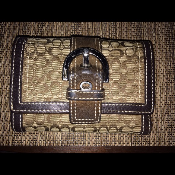 Coach Brown Signature Trifold Wallet